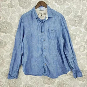 Tommy Bahama 100% Linen Button down Long‎ sleeve Men's Shirt L 1561